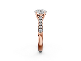 Rose gold Round Cut Pavé Band Solitaire Ring with Four-Prong Setting_167