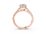 Rose gold Round Cut Pavé Band Solitaire Ring with Four-Prong Setting_168