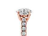 Rose gold Round Cut Pavé Band Solitaire Ring with Four-Prong Setting_170