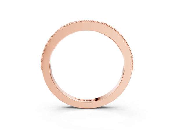 Rose gold Round Cut Pavé Diamond Contour Band with Milgrain Detailing