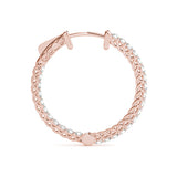Rose gold Round Cut Pavé Diamond Hoop Earrings with Four-Prong Setting 2