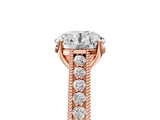 Rose gold Round Cut Pave Band Milgrain Solitaire Ring_11