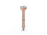 Rose gold Round Cut Pave Band Milgrain Solitaire Ring_8