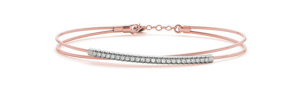 Rose gold Round Cut Pave Diamond Double Wire Bracelet with Channel Setting