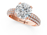 Rose gold Round Cut Pave Diamond Engagement Ring with Channel Set Band and Four-Prong Setting_21
