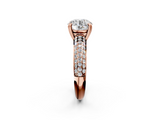 Rose gold Round Cut Pave Diamond Engagement Ring with Channel Set Band and Four-Prong Setting_22