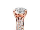 Rose gold Round Cut Pave Diamond Engagement Ring with Channel Set Band and Four-Prong Setting_25