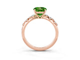 Rose gold Round Cut Peridot Cluster Side Stone Solitaire Ring with Prong Setting_27
