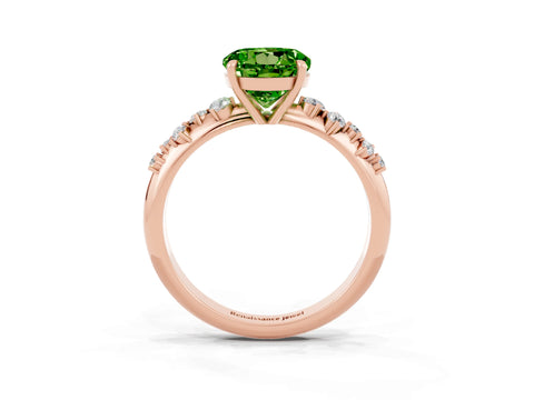 Rose gold Round Cut Peridot Cluster Side Stone Solitaire Ring with Prong Setting_27