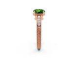 Rose gold Round Cut Peridot Engagement Ring with Milgrain Channel Set Band and Prong Setting_2
