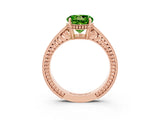 Rose gold Round Cut Peridot Engagement Ring with Milgrain Channel Set Band and Prong Setting_3