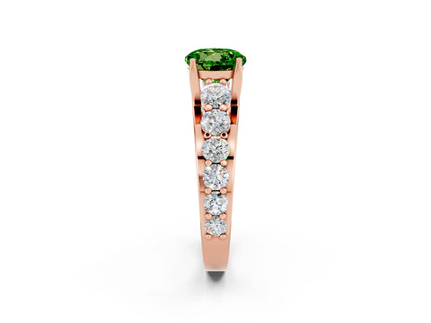 Rose gold Round Cut Peridot Engagement Ring with Pavé Band and Four-Prong Setting_2