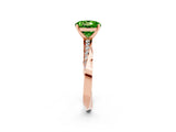 Rose gold Round Cut Peridot Engagement Ring with Side Stone Accents and Four-Prong Setting_29