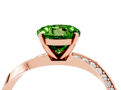 Rose gold Round Cut Peridot Engagement Ring with Side Stone Accents and Four-Prong Setting_31