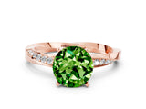 Rose gold Round Cut Peridot Engagement Ring with Side Stone Accents and Four-Prong Setting_60