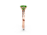 Rose gold Round Cut Peridot Engagement Ring with Side Stone Accents and Four-Prong Setting_62