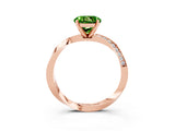 Rose gold Round Cut Peridot Engagement Ring with Side Stone Accents and Four-Prong Setting_63