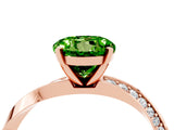 Rose gold Round Cut Peridot Engagement Ring with Side Stone Accents and Four-Prong Setting_64