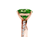 Rose gold Round Cut Peridot Engagement Ring with Side Stone Accents and Four-Prong Setting_65
