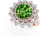 Rose gold Round Cut Peridot Floral Double Halo Engagement Ring with Prong Setting_13