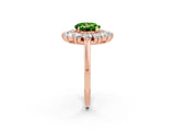 Rose gold Round Cut Peridot Floral Double Halo Engagement Ring with Prong Setting_14