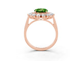 Rose gold Round Cut Peridot Floral Double Halo Engagement Ring with Prong Setting_15