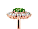 Rose gold Round Cut Peridot Floral Double Halo Engagement Ring with Prong Setting_17