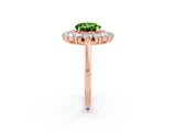 Rose gold Round Cut Peridot Floral Double Halo Engagement Ring with Prong Setting_74