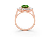 Rose gold Round Cut Peridot Floral Double Halo Engagement Ring with Prong Setting_75