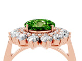 Rose gold Round Cut Peridot Floral Double Halo Engagement Ring with Prong Setting_76