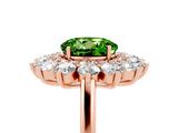 Rose gold Round Cut Peridot Floral Double Halo Engagement Ring with Prong Setting_77