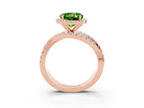 Rose gold Round Cut Peridot Halo Ring with Round Split Shank and Prong Setting_51