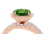 Rose gold Round Cut Peridot Halo Ring with Round Split Shank and Prong Setting_52