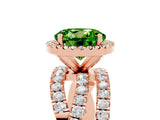 Rose gold Round Cut Peridot Halo Ring with Round Split Shank and Prong Setting_53