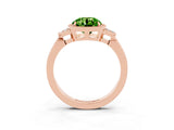 Rose gold Round Cut Peridot Halo Ring with Tapered Band and Four-Prong Setting_3