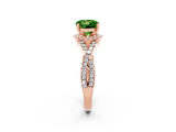 Rose gold Round Cut Peridot  Halo Twist Band Solitaire Prong Setting Ring_38