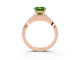 Rose gold Round Cut Peridot  Halo Twist Band Solitaire Prong Setting Ring_39