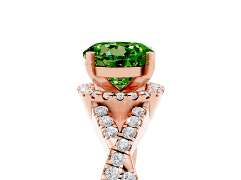 Rose gold Round Cut Peridot Halo Twist Band Solitaire Prong Setting Ring_5