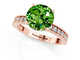 Rose gold Round Cut Peridot Milgrain Pavé Engagement Ring with Four-Prong Setting_1
