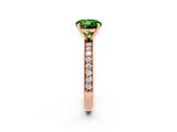 Rose gold Round Cut Peridot Milgrain Pavé Engagement Ring with Four-Prong Setting_2