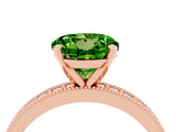 Rose gold Round Cut Peridot Milgrain Pavé Engagement Ring with Four-Prong Setting_4