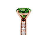 Rose gold Round Cut Peridot Milgrain Pavé Engagement Ring with Four-Prong Setting_5