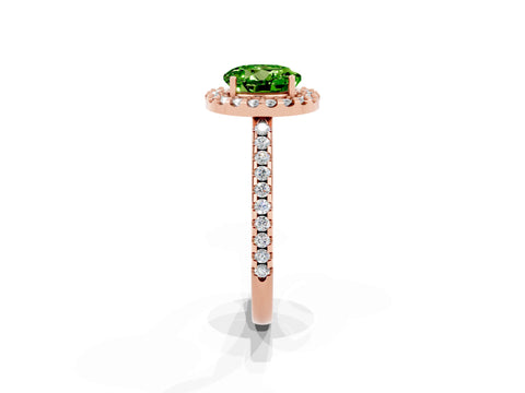 Rose gold Round Cut Peridot Pavé Halo Ring with Four-Prong Setting_13