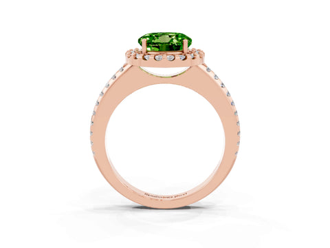 Rose gold Round Cut Peridot Pavé Halo Ring with Four-Prong Setting_15