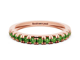 Rose gold Round Cut Peridot Pavé Set Thin Band