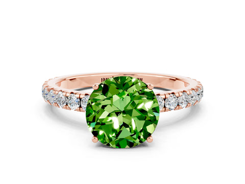Rose gold Round Cut Peridot Pavé Solitaire Engagement Ring with Four-Prong Setting_12