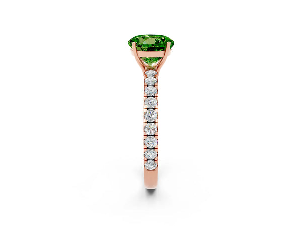 Rose gold Round Cut Peridot Pavé Solitaire Engagement Ring with Four-Prong Setting
