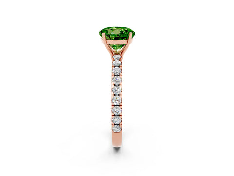 Rose gold Round Cut Peridot Pavé Solitaire Engagement Ring with Four-Prong Setting_14