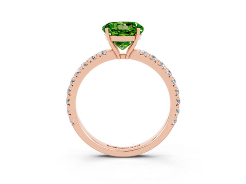 Rose gold Round Cut Peridot Pavé Solitaire Engagement Ring with Four-Prong Setting_15