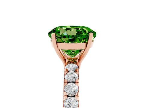 Rose gold Round Cut Peridot Pavé Solitaire Engagement Ring with Four-Prong Setting_17